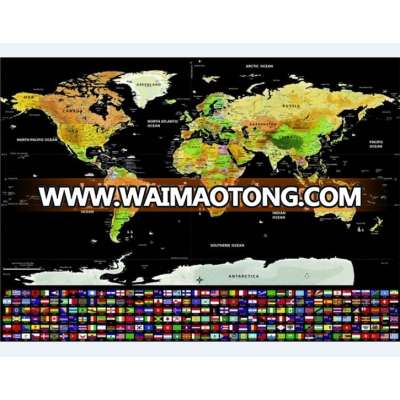 Newest Deluxe World Scratch Map Poster Travel Map with Countries Flags